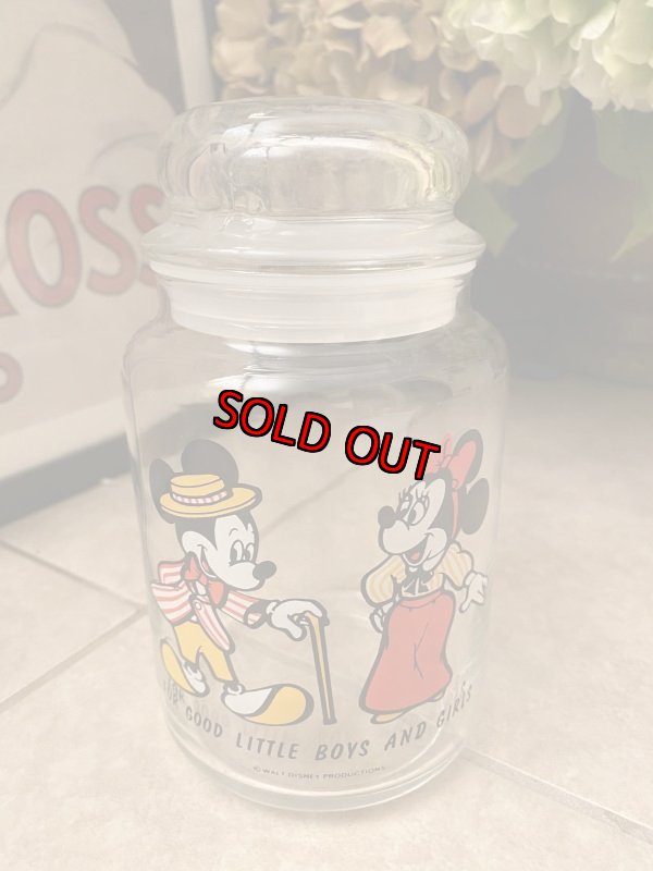 画像1: Disney Mickey Mouse  Glass Jar ディズニーのミッキーマウス　グラスジャー (1)