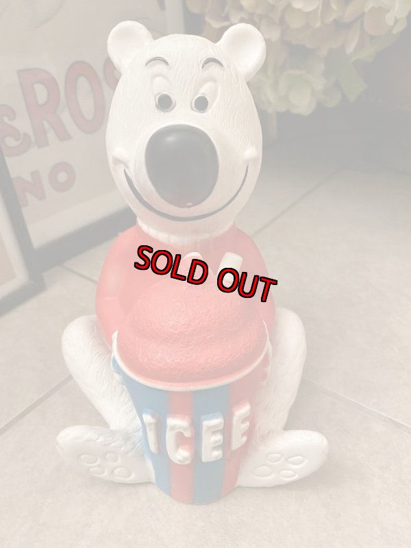 画像1: Icee Bear Vinyl Coin Bank Doll アイシーベア　ソフビのコインバンク　70年代 (1)