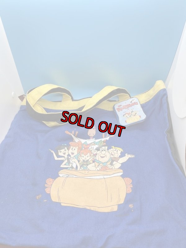 画像1: Hanna Barbera Flintstones Blue Tote Bag 1994  /  フリントストーンズのブルー、トートバッグ (1)