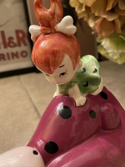 画像1: Hanna 　Barbera Flintstones Pebbles and Dino Ceramic Coin Bank  / フリントストーン　ペブルスとディノの陶器製貯金箱