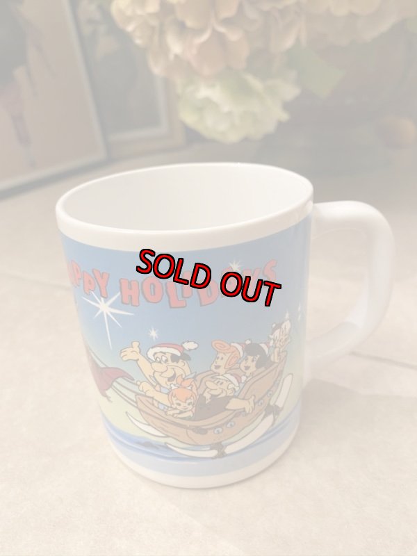 画像1: Hanna Barbera Flintstones Ceramic Happy Holiday Mug / フリントストーンズ、陶器製　ホリデーマグ (1)