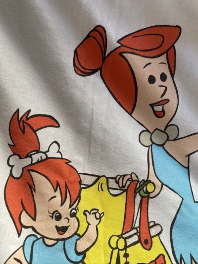 画像1: Hanna Barbera Flintstones Flat  Sheet  / ハンナバーベラ、フリントストーンズのフラットシーツ下にイラスト(B)