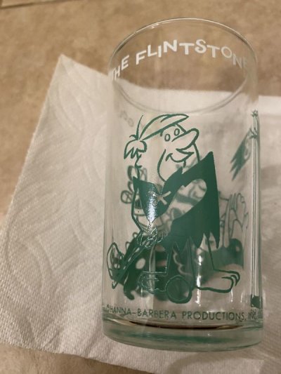 画像2: Hanna Barbera Flintstones Green Fred&Barney Play Golf Glass 1962 /  フリントストーン　グリーン、フレッド＆バーニー　ゴルフグラス　(H)