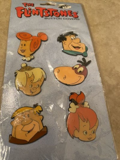 画像1: Hanna 　Barbera Flintstones Button Cover set of 6   / フリントストーン　ボタンカバー　6個セット　未開封 1994