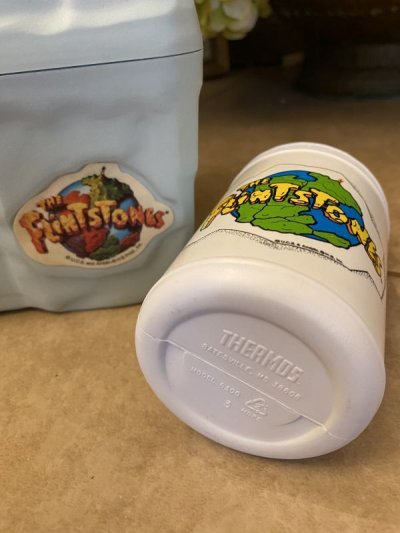 画像3: Hanna 　Barbera Flintstones Gray Plastic Lunch Box With Thermos 1993 / フリントストーン　グレープラスチック製　ランチボックス　水筒付き