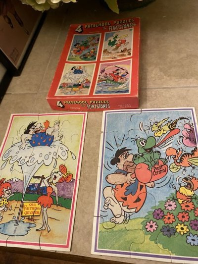 画像2: Hanna 　Barbera Flintstones 4 puzzles  With Box  / フリント　4枚セット　箱入りパズル　1976年