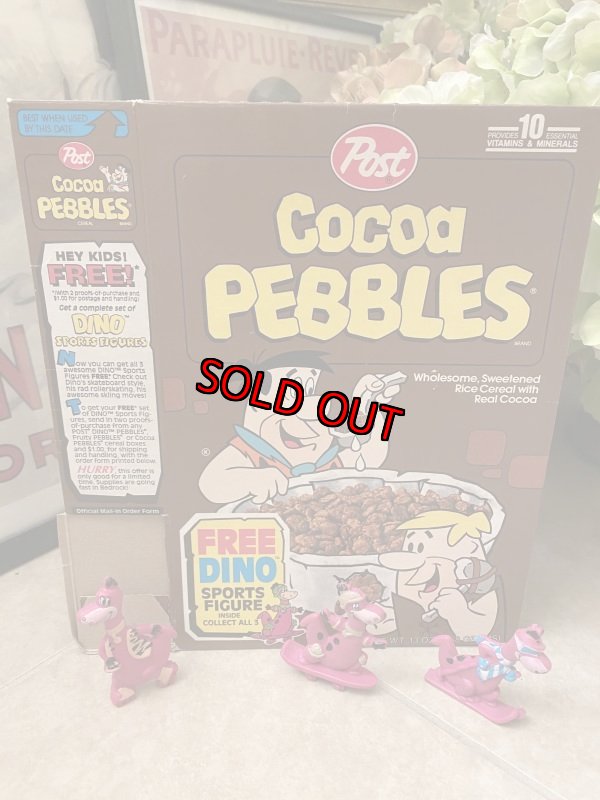 画像1: Hanna Barbera Flintstones Cereal cocoa Pebbles box & Dino Collect All 3 /  フリントストーン　シリアル箱　コレクト　オール3 セット　1993 (1)