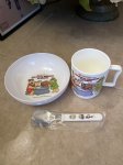 画像1: Hanna Barbera Flintstones Cereal  Mug &  bowl ,Spoon set of 3　/フリントストーンのPost シリアルマグ、ボウルとスプーン点セット (1)