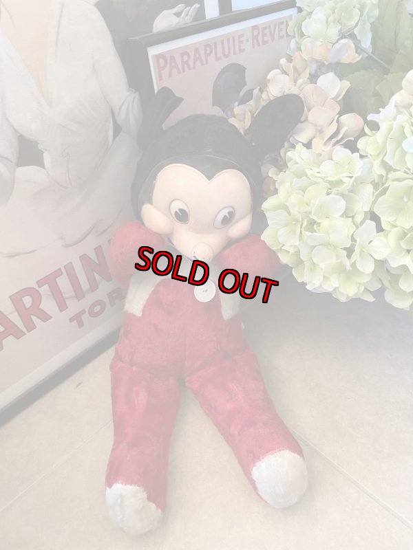 画像1: Disney Mickey Mouse Gund Rubber Face  plush  Doll / ディズニー　ガンド社、ミッキーマウスのラバーフェイスぬいぐるみ　50’s (1)