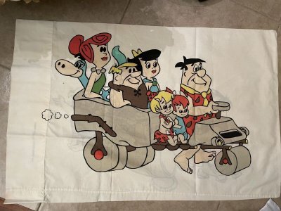 画像1: Hanna Barbera Flintstones Pillow Case / ハンナバーベラ、フリントストーンズ　ピローケース　下にイラスト