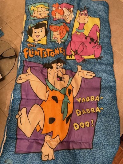 画像1: Hanna barbera Flintstones Sleeping Bag Blanket / ハンナバーベラのフリントストーンズ、のスリーピングバッグ、ブランケット