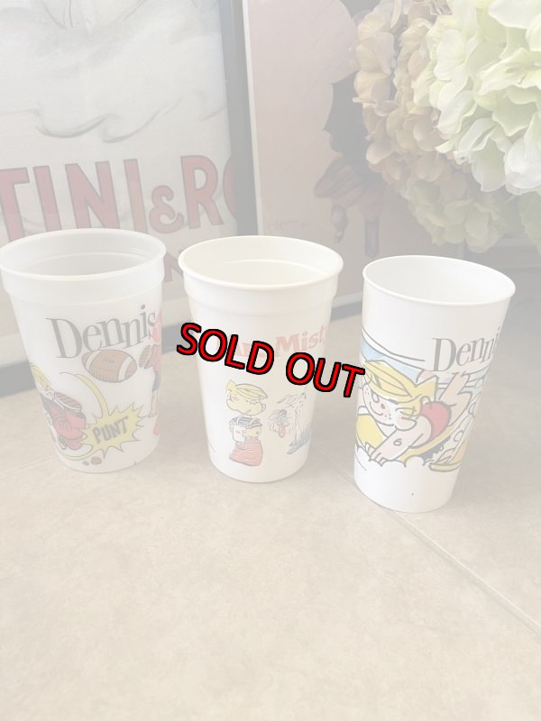 画像1: Dairy Queen Dennis The Menace plastic 3 cups set / ディリークィーン　わんぱくデニス　3 カップセット (1)