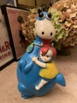 画像1: Hanna Barbera Flintstones Blue Dino & Pebbles Coin Bank Doll / フリントストーン ディノとペブルスの貯金箱　70年代 (1)