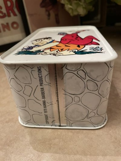 画像2: Hanna Barbera Flintstones Tin Can Fred & Dino Coin Bank Box (B)  / フリントストーン　ティン製　ディノ赤とフレッド貯金箱　ボックス型缶