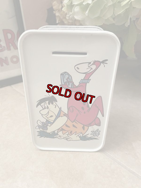 画像1: Hanna Barbera Flintstones Tin Can Fred & Dino Coin Bank Box (B)  / フリントストーン　ティン製　ディノ赤とフレッド貯金箱　ボックス型缶 (1)