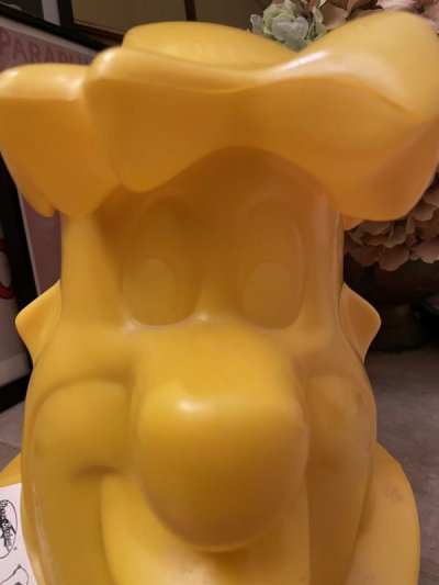 画像1: Hanna Barbera Flintstones Fred Yellow Plastic Face Jar  / フリントストーン　フレッド　プラスチック製　イエローフェイスジャー