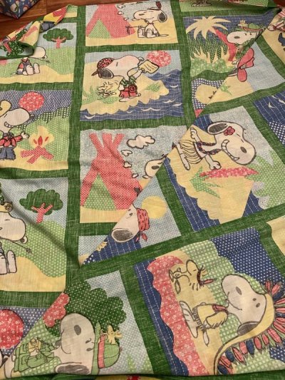 画像1:  Soopy Peanuts fabric Sheet (A) / スヌーピー　シーツ　生地　