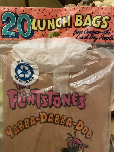 画像2: Hanna Barbera  Flintstones Brown Paper Lunch Bags 1991 / フリントストーン　茶色　紙製　ランチバッグセット