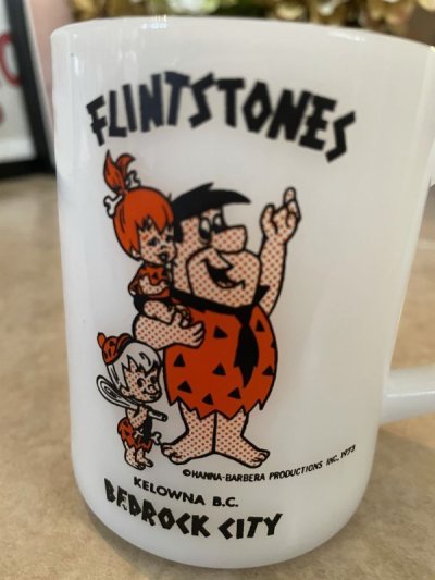 画像1: Hanna Barbera Flintstones Federal milk glass mug   / フリントストーンズ　フェデラルミルクグラス　マグ