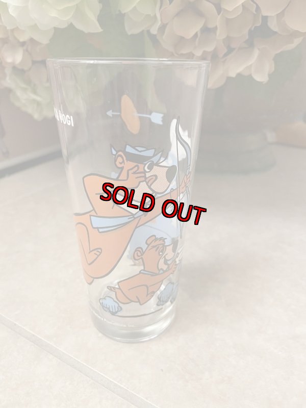 画像1: Hanna Barbera Yogi Bear & Huckleberry Hound Pepsi Glass 1977 / レア！！ ハンナ・バーベラのヨギベア & ハックルベリーハウンド　ペプシ グラス (1)