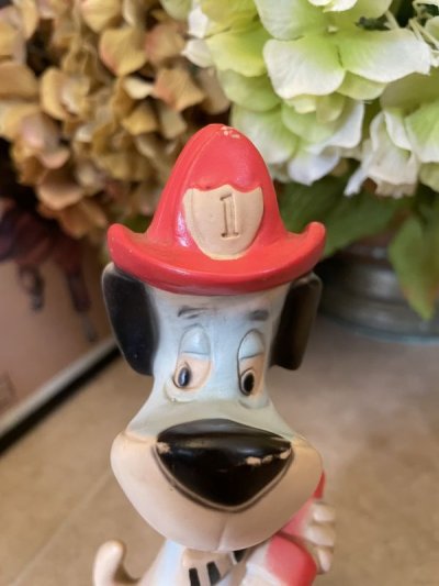 画像1: Huckleberry Hound  Fire Fighter Dell Vinyl Rubber Doll  / ハックルベリーハウンド　ハンナバーベラ　消防士　デル社　ソフビドール60年代