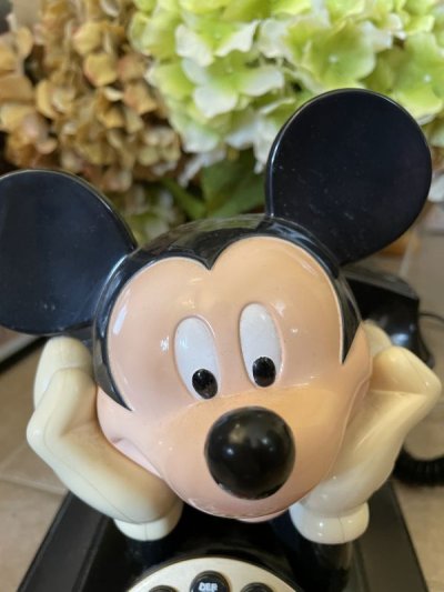 Disney Mickey Mouse black telephone with Doll / ディズニーの