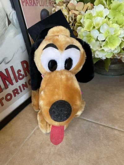 画像1: Disney Pluto Grad 83 Nite Plush Stuffed Doll With Tag  / ディズニー　プルート　1983年　卒業パーティーのぬいぐるみ