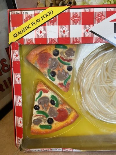 画像1: Pizza Hut play food set with box 1988  / ピザハットの箱入りプレイフード　パスタと2切れピザセット