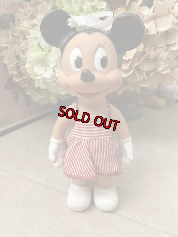 画像1: Disney  Sun Rubber Minnie Mouse Vinyl Squeak  Doll  With Dot Cloth / ディズニー　ミニーマウス　サンラバー　スクィーキードール (1)