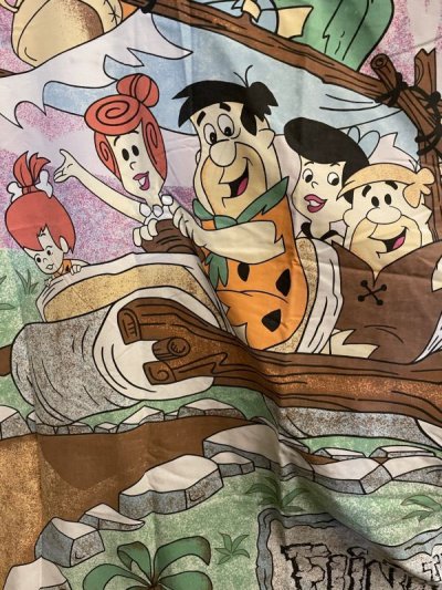 画像1: Hanna Barbera Flintstones Duvet Fabric Sheets 80-90‘s / ハンナバーベラ、フリントストーンズの布団カバー