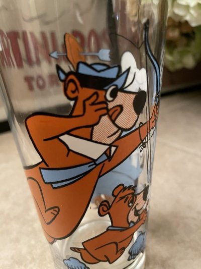 画像1: Hanna Barbera Yogi Bear & Huckleberry Hound Pepsi Glass 1977 / レア！！ ハンナ・バーベラのヨギベア & ハックルベリーハウンド　ペプシ グラス