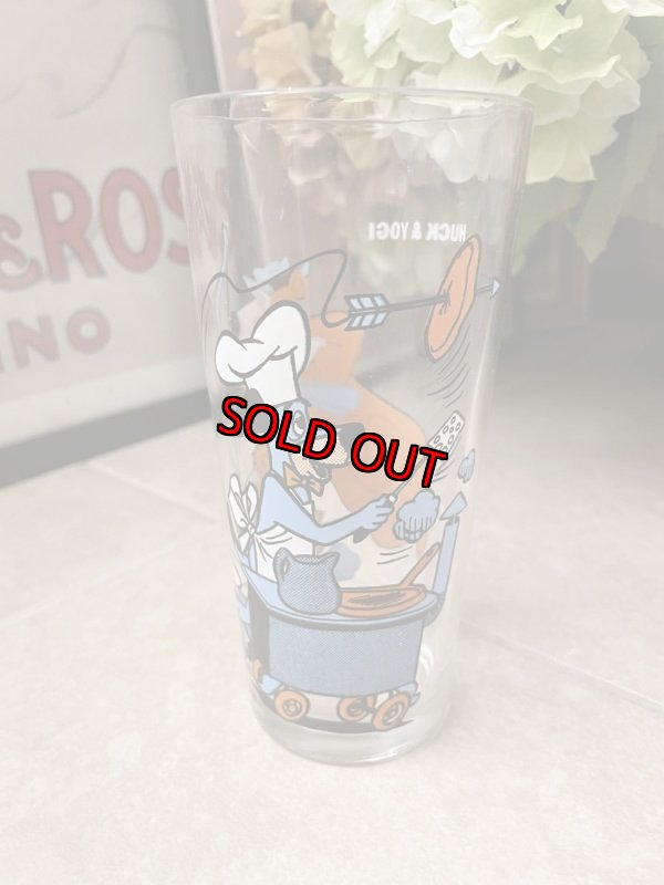 画像1: Hanna Barbera Yogi Bear & Huckleberry Hound Pepsi Glass 1977 / レア！！ ハンナ・バーベラのヨギベア & ハックルベリーハウンド　ペプシ グラス (1)