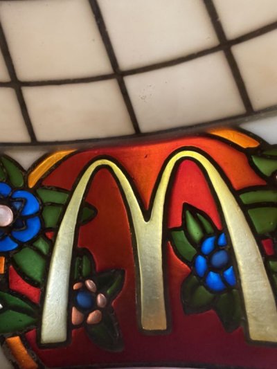 画像2: McDonald’s stained Glass Ceiling hanging lamp , light / マクドナルドのステンドグラススタイル　ランプシェード