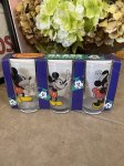 画像1: Disney Mickey Mouse  Glass Tumbler set of 3 Germany 80’-90’s  / ディズニーのミッキーマウス 3個入りコップセット　ドイツ製 (1)