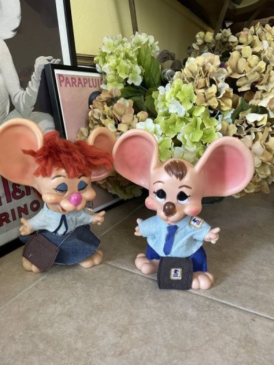 画像3: Florida Mouse Huron Co Post Man coin Bank Vinyl Doll / フロリダマウス　郵便配達員　ボーイドール　貯金箱　60年代