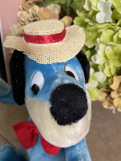 画像1: Huckleberry Hound Plush doll with straw hat 1985 / ハックルベリーハウンド  麦わら帽子付きぬいぐるみ　ドール　