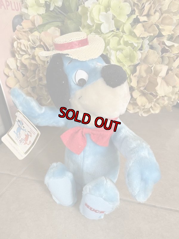 画像1: Huckleberry Hound Plush doll with straw hat 1985 / ハックルベリーハウンド  麦わら帽子付きぬいぐるみ　ドール　 (1)