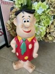 画像1: Hanna Barbera Flintstones Fred Rubber Doll 60‘s large Red &Green(B) 30cm/ ハンナバーベラ　フリントストーンズ　フレッドラバードール (1)