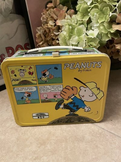 画像1: Snoopy Thermos yellow Tin Lunch Box / スヌーピー アルミ製　サーモス社　ティン　ランチボックス