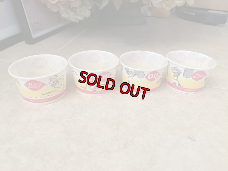 画像1: Dairy Queen Dennis The Menace Yellow Wax Cup Set Of 4 / ディリークィーン　デニス　ザ　メナス　ワックスペーパー　カップ　4個セット (1)