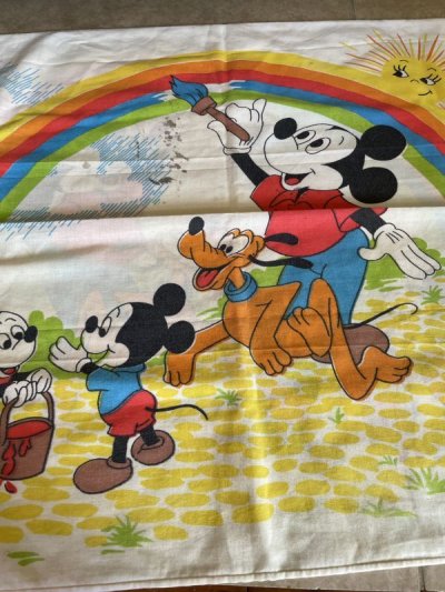 画像1: Disney Mickey Mouse Pillow Case  60‘s (C) / ディズニーのミッキーマウス　ピローケース　枕カバー