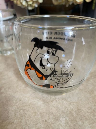 画像1: Flintstones Glass Cup set of 2  1974 / フリントストーン　丸みのあるコップ 2個セット