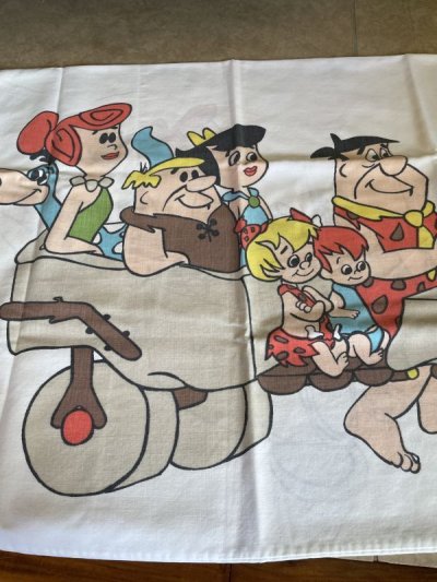 画像1: Hanna Barbera Flintstones Pillow Case / ハンナバーベラ、フリントストーンズ　ピローケース　下にイラスト