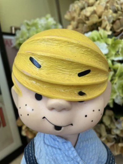 画像1: Dennis the Menace Rubber doll 60s /  わんぱくデニス　ラバードール　ブルーシャツ、デニムオーバーオール