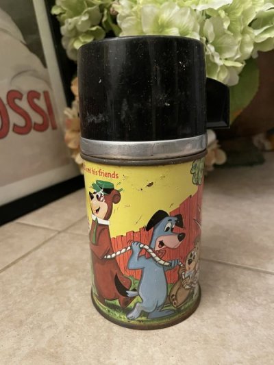 画像3: Huckleberry Hound Yogi Bear Tin Lunch Box with Thermos 1961 /　ハックルベリーハウンド、ヨギベア　ティン製　水筒付きランチボックス缶 