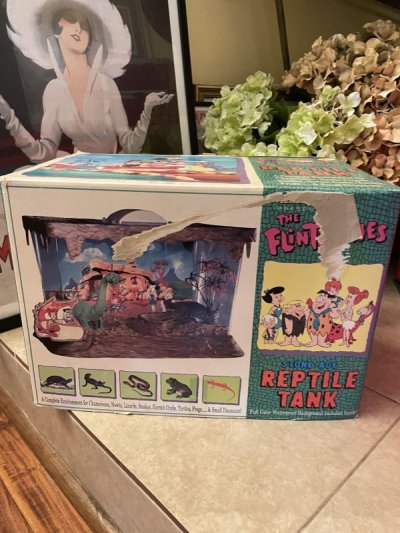 画像1: Hanna Barbera Flintstones Plastic reptile Tank Set with Box 1992 / フリントストーン　箱入り　爬虫類タンク　セット