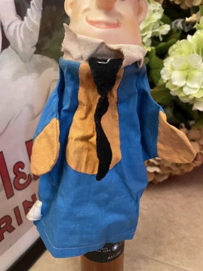 画像2: Hanna Barbera flintstones Fred Face Rubber Hand Puppet Blue Fabric with Black Tie 60’s (B) / ハンナバーベラ　フリントストーン　フレッド　フェイスラバー　パペット　布