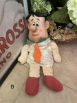 画像1: Flintstones knickerbockers Fred Rubber Face Doll 38cm White Cloth orange tie Green (B) 1961 / フリントストーン　ニッカーボッカー　フェイスラバー　フレッド　大きめドール オレンジタイ (1)