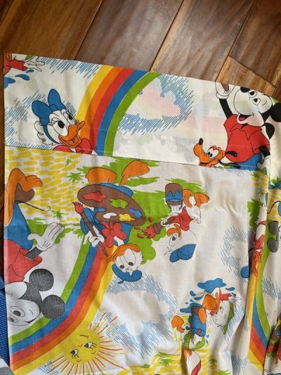 画像2: Disney Mickey Mouse Flat  sheet (A) 60‘s / ディズニーのミッキーマウス　フラットシーツ