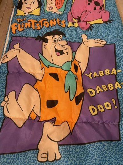 画像1: Hanna barbera Flintstones Sleeping Bag Blanket / ハンナバーベラのフリントストーンズ、のスリーピングバッグ、ブランケット